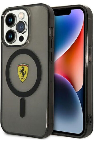 Ferrari Ημιδιαφανές Μαύρο Πίσω Κάλυμμα Σιλικόνης Magsafe (iPhone 14 Pro) Κωδι...
