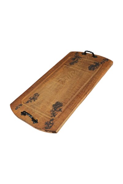 Ceramica Martinescu Rectangular platter with wrought iron handles, serving or...