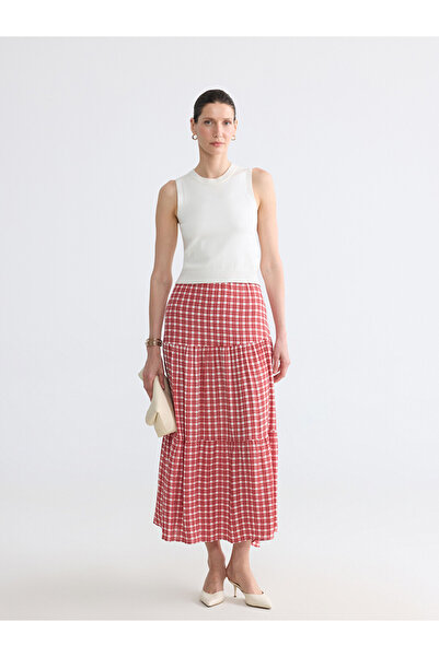 LC Waikiki Checked Embroidered Layered Skirt with Waist Cord by Uzg Store for...