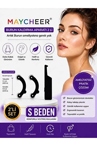 Maycheer S beden 2'li Burun kaldırma aparatı burun şekillendirici ameliyatsız...