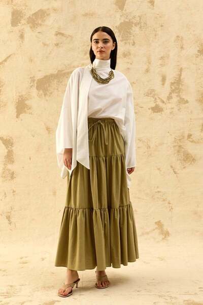 Ceylan Otantik Çağla Organic Linen Layered Skirt