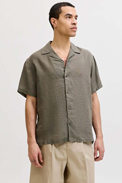 Jack & Jones Smokey Olive Cămașă bărbătească JPRBLALAWRENCE LINEN RESORT S/S ...