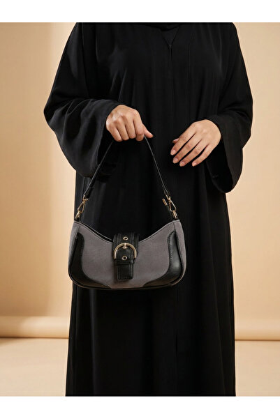 Finelook حقيبة كتف أنيقة على شكل هلال مع إكسسوارات مشبكية - حقيبة كروس بودي ق...