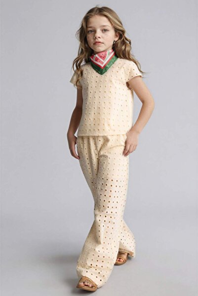 DeFacto Regular Fit Elastic Waistband Brode Trousers for Girls G0894A826Hs