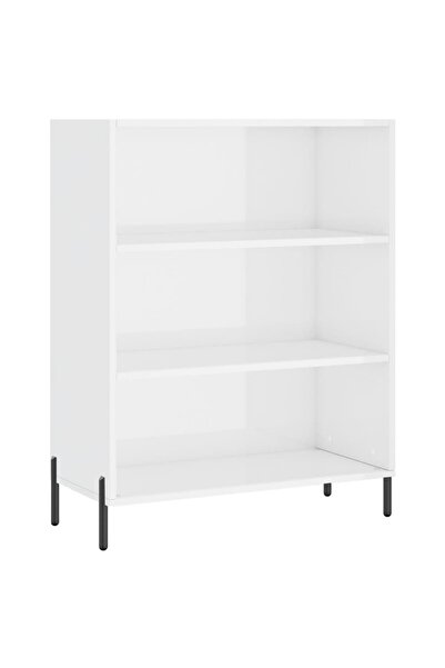 vidaxl Dulap cu rafturi alb extralucios 69,5x32,5x90 cm lemn compozit