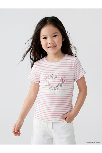 LC Waikiki Esvab • Modern & Distinctive Stoned Girls' Ribbed T-Shirt