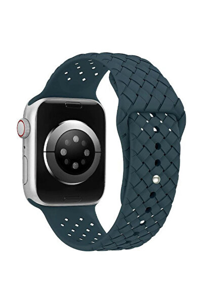 OEM Λουράκι Apple Watch 42 44 45 49mm Πλεκτό Σιλικόνης Μπλε της Νύχτας