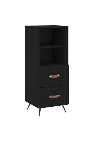 vidaxl Servantă, negru, 34,5x34x90 cm, lemn compozit