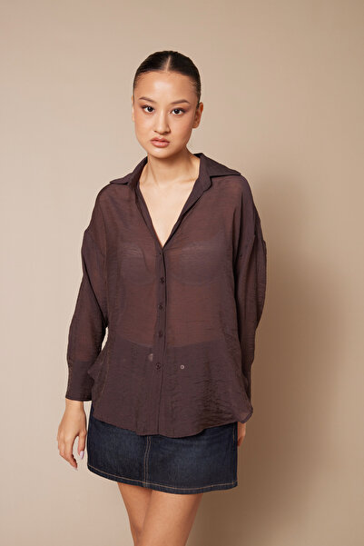 Nisan Transparent Comfortable Shirt Brown