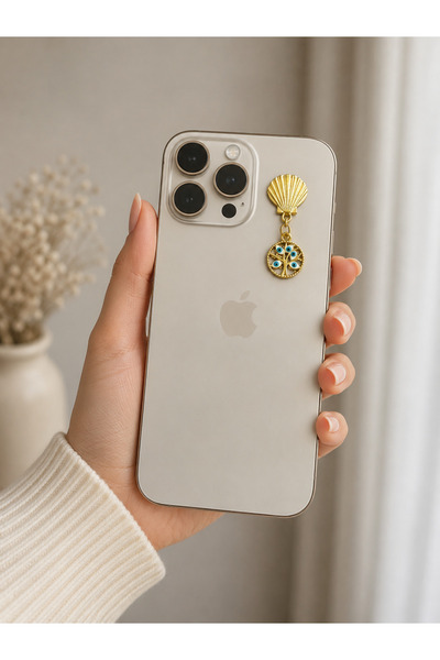 Buki'nin Atölyesi Metal Phone Charm Accessory Sea Shell, Tree of Life