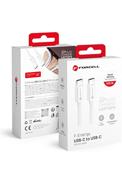 Forcell F-energy Καλώδιο USB 3.2 USB-C αρσενικό - USB-C 100W Λευκό 1μ (FOCB-1...