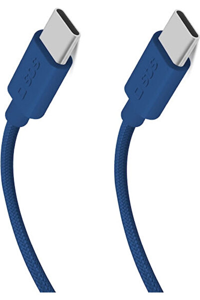 SBS Πλεγμένο Καλώδιο USB 2.0 USB-C Αρσενικό - USB-C 60W PD Μπλε 1.5μ