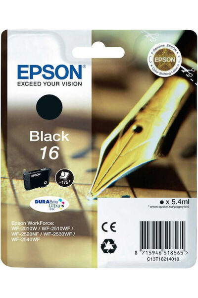 EPSON 16 Γνήσιο Μελάνι Εκτυπωτή InkJet Μαύρο (C13T16214010 C13T16214012)
