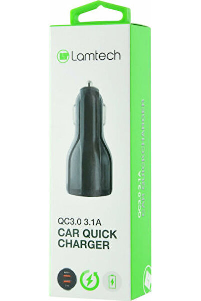 Lamtech Φορτιστής Αυτοκινήτου 30W 3.1A Γρήγορης Φόρτισης με Θύρες: 2xUSB Μαύρ...