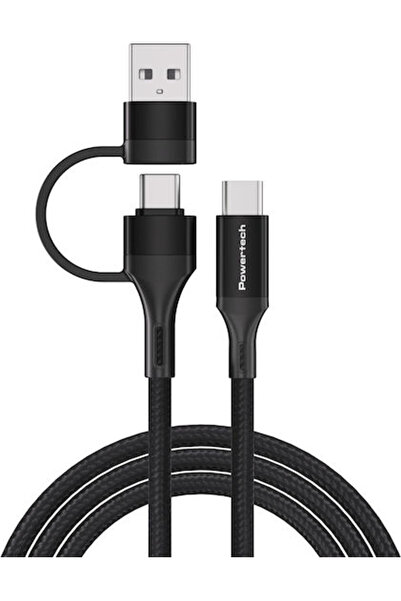 POWERTECH Πλεγμένο Καλώδιο USB 2.0 USB-C Αρσενικό - USB-C 60W PD Μαύρο 1.5μ T...