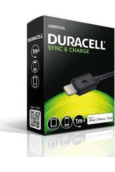 Duracell Καλώδιο USB-A σε Lightning Μαύρο 1μ (USB5012A)