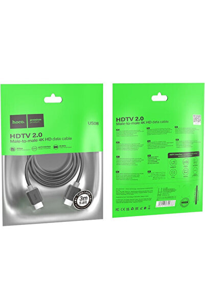 hoco. Hoco US08 HDMI 2.0 Καλώδιο Υψηλής Ταχύτητας Premium 4K 60Hz HDR HDMI Αρ...