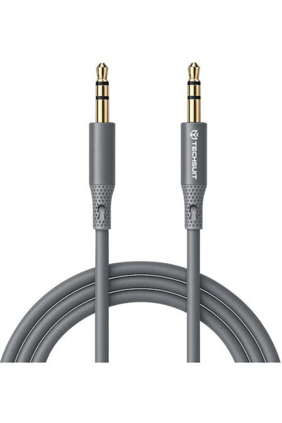 Techsuit Καλώδιο Ήχου 3.5mm Αρσενικό - 3.5mm Αρσενικό Γκρι 1μ με Επιχρυσωμένα...