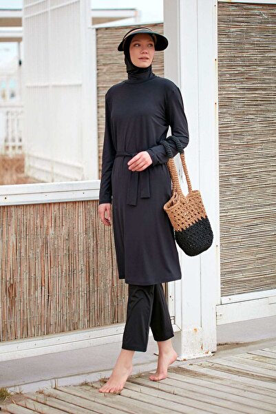 Marina Swimwear Fully Covered Hijab Swimsuit with Black Belt Detail – M2411