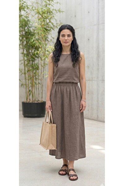 MODA Mink Color Japanese Sleeve Top Blouse with Pockets, Elastic Waist, Styli...