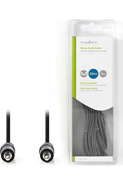 Nedis Καλώδιο Ήχου 3.5mm Αρσενικό σε 3.5mm Αρσενικό, Μαύρο, 5μ, με Επιχρυσωμέ...