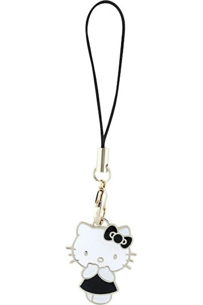 Hello Kitty Hkcpmkk Λουράκι Τηλεφώνου Μαύρο με Χαριτωμένο Γατάκι Μπρελόκ