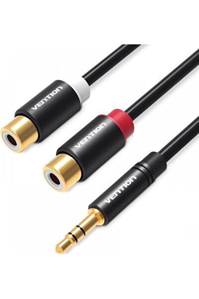 Vention Καλώδιο Ήχου 3.5mm Αρσενικό σε 2x RCA Θηλυκό, Μαύρο, 0.3μ, με Επιχρυσ...