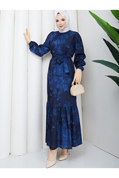exxitcollection Women's Long Hijab Stylish Dress - Belted Cesika Fabric Print...