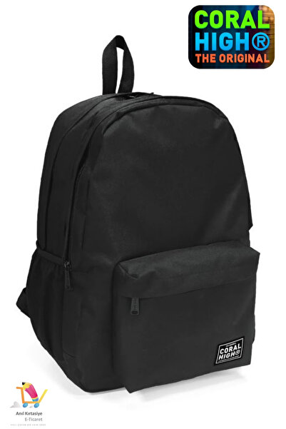 Coral High Black Three Compartment Backpack