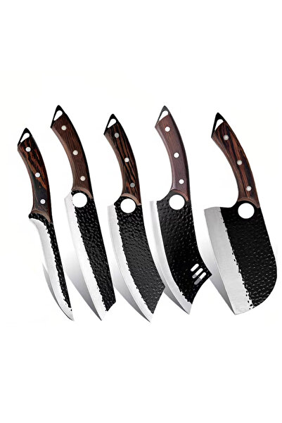 VeliumCraft Set profesional 5 cutite masterchef, otel inoxidabil forjat manua...