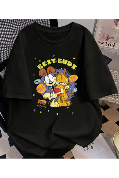 Touz Moda Vintage Garfield Printed Unisex Oversize T-Shirt