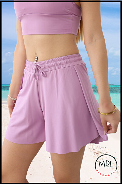missmaral Women's Lilac/Lilac Shorts Form-Fitting Bikini Bottom with Pockets,...