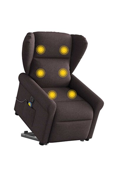 vidaxl Fotoliu rabatabil de masaj, cu ridicare, maro închis, textil