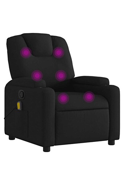 vidaxl Fotoliu reclinabil cu masaj, material textil negru
