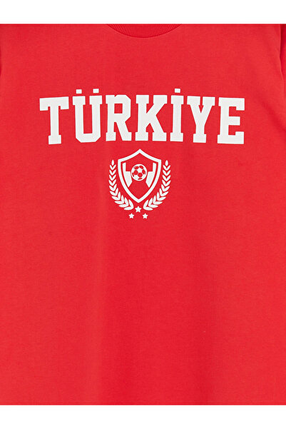 LC Waikiki Red Turkey Printed Oversize Women's T-Shirt