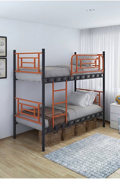 Decofer Agora Ayrılabilen Metal Ranza 90X190 Siyah Turuncu