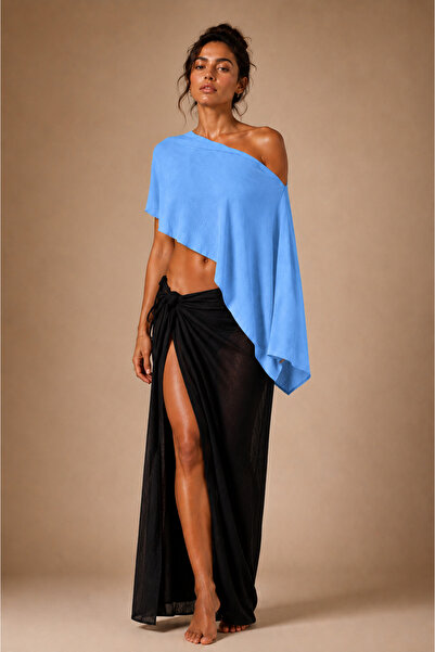 Sebir Moda Asymmetrical Cut Linen Blend Bikini Top