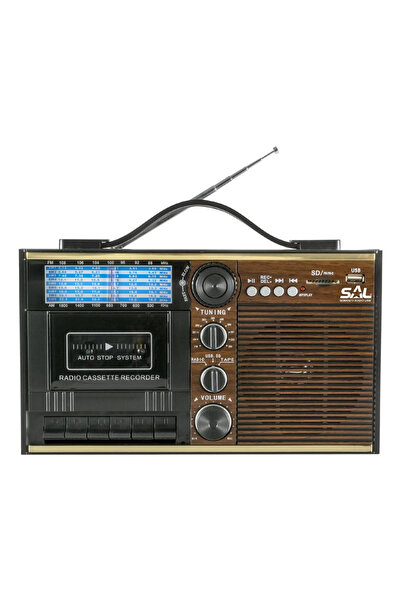 Sal Portable retro radio with cassette player Radio 11 bands / USB-MP3 / Blue...