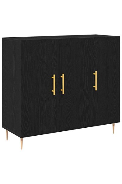 vidaxl Bufet Stejar Negru 90 x 34 x 80 cm Lemn compozit