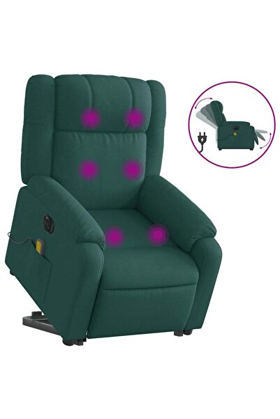 vidaxl Fotoliu electric masaj rabatabil / ridicare verde închis textil