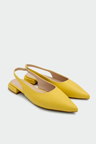 LAMİNTA Crown Flat Pointed Toe Yellow Women's Ballerinas
