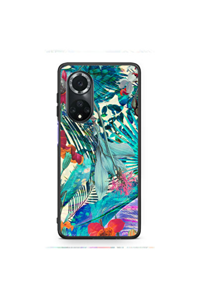 Other Huawei Nova 9 Blue laves tropical Black Glossy Θήκη