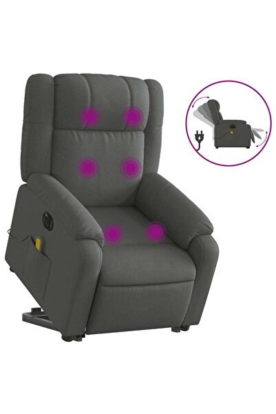 vidaxl Fotoliu electric masaj rabatabil cu ridicare, gri închis textil
