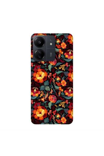 Other Xiaomi Redmi 13C Orange flowers Transparent Silicone TPU Θήκη
