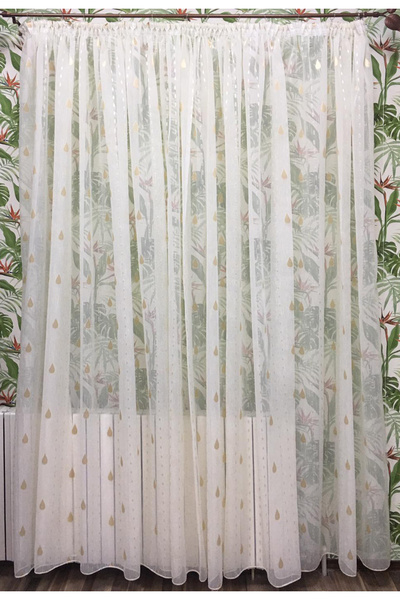 Liz Line Perdea brodata mecanic, culoare alb/mov, 400x245cm, din colectia Esf...