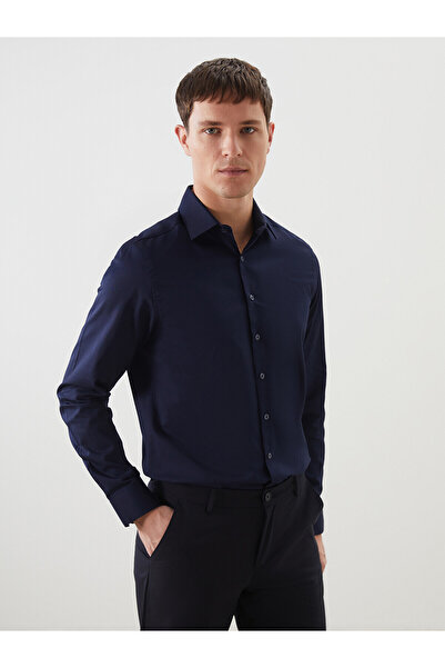 LC Waikiki Nevavm Slim Fit Long Sleeve Gabardine Men's Shirt with Difference