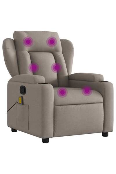 vidaxl Fotoliu de masaj rabatabil, culoare taupe, material textil