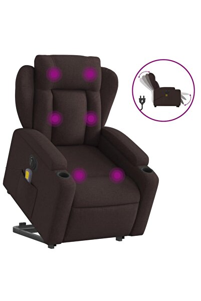 vidaxl Fotoliu electric masaj rabatabil cu ridicare maro închis textil