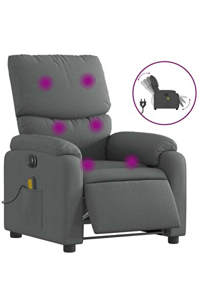 vidaxl Fotoliu electric de masaj rabatabil, gri închis, textil