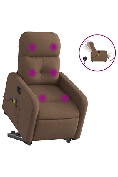 vidaxl Fotoliu electric de masaj rabatabil cu ridicare, maro, textil